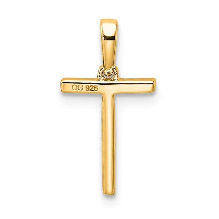 10k Yellow Gold Diamond Letter T Initial Pendant