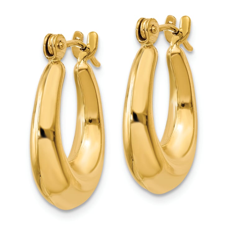 14k Yellow Gold 3/4" Polished Oval Hoop Earrings
