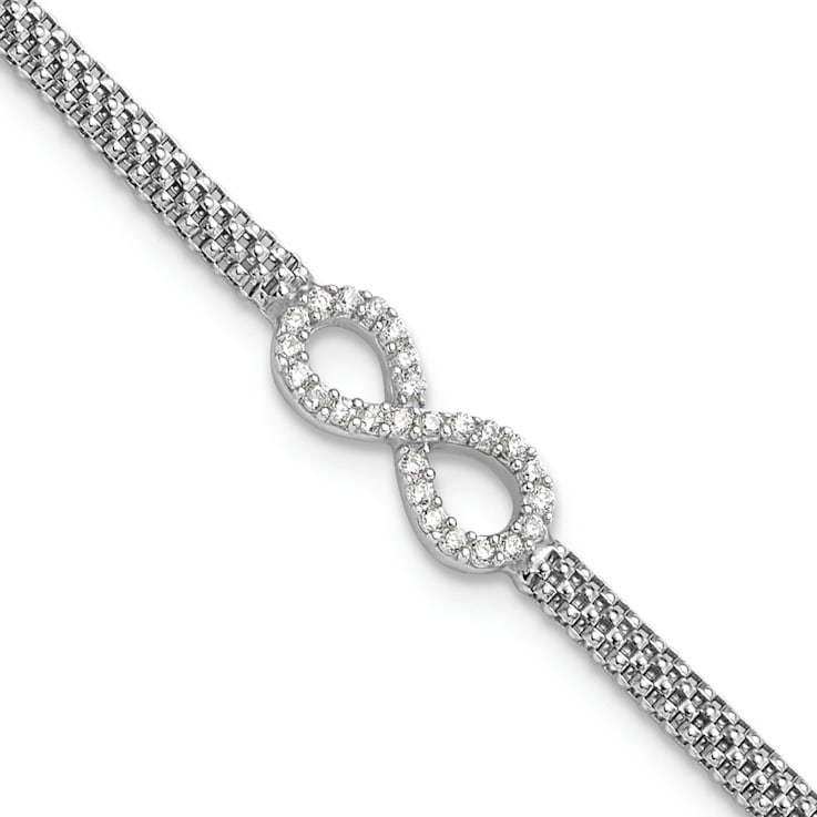 Sterling Silver Polished Cubic Zirconia Infinity Children's 6in Bracelet