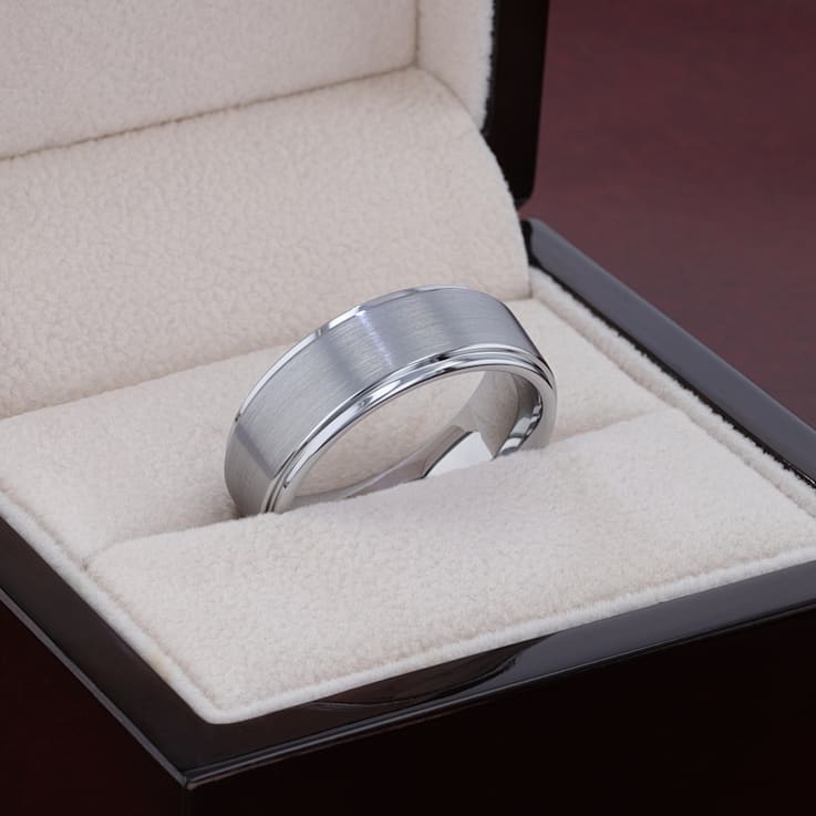 OPTIMUS Raised Center with Brush Finish Tungsten Ring 8mm