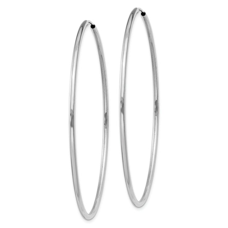 Rhodium Over 14k White Gold 2" Polished Endless Hoop Earrings