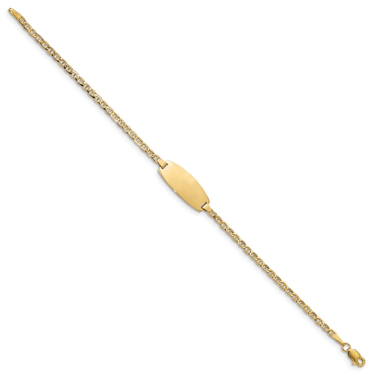 14k Yellow Gold Oval Mariner Link ID Bracelet
