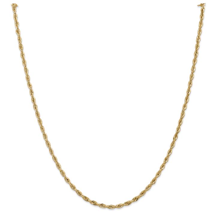 14k Yellow Gold 2.8mm Rope Link 26 Inch Chain