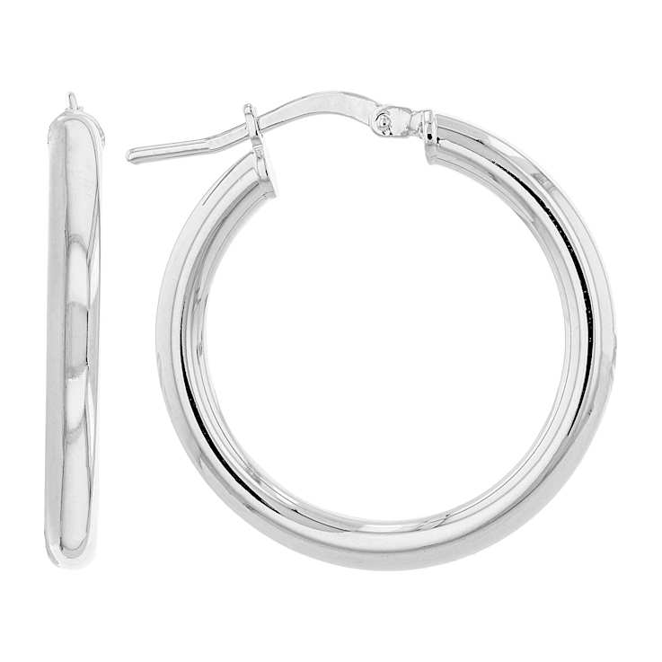 Set Of 3 Tube Hoop Earrings In Platinum Over Bronze