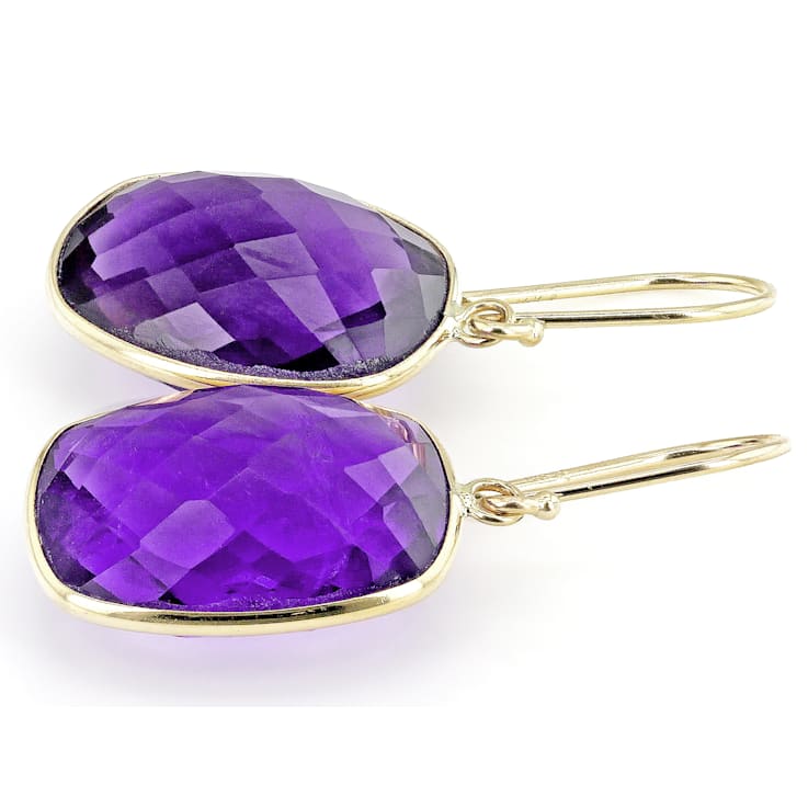 Purple Amethyst 14k Yellow Gold Earrings 18.00ctw