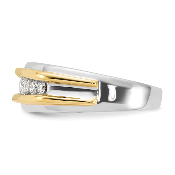 10K Two-tone Yellow and White Gold Lab Grown Diamond Men's Band