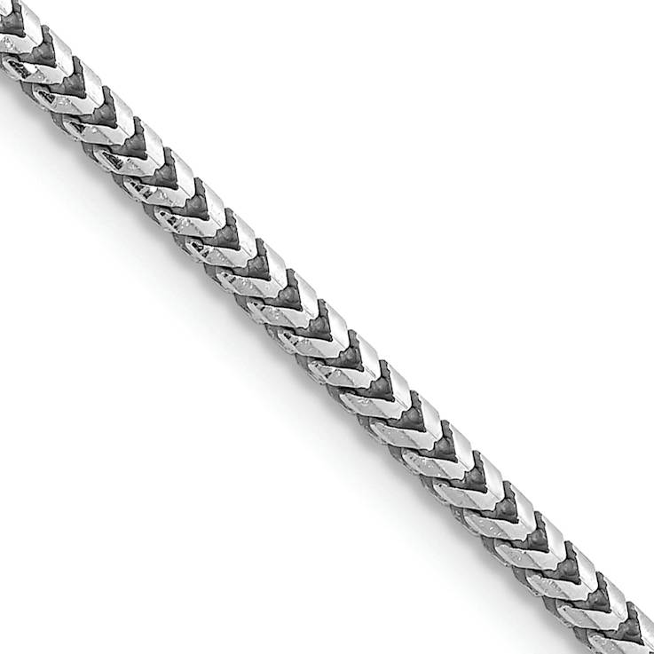 Rhodium Over 14k White Gold 2.5mm Solid Franco 22 Inch Chain
