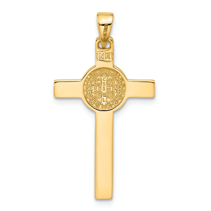 14k Tri-color Gold Crucifix and Saint Benedict Pendant
