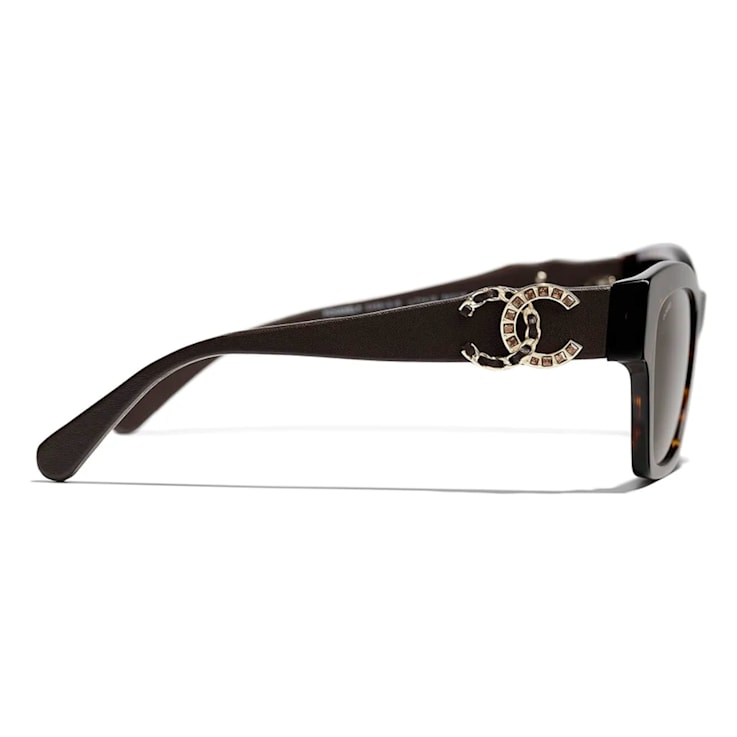 Chanel Dark Havana w Leather Arm Detail and 