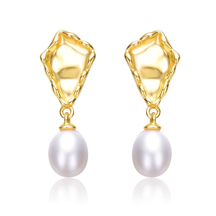 Freshwater Pearl Nugget Drop Earrings In 14K Gold Over Sterling Silver