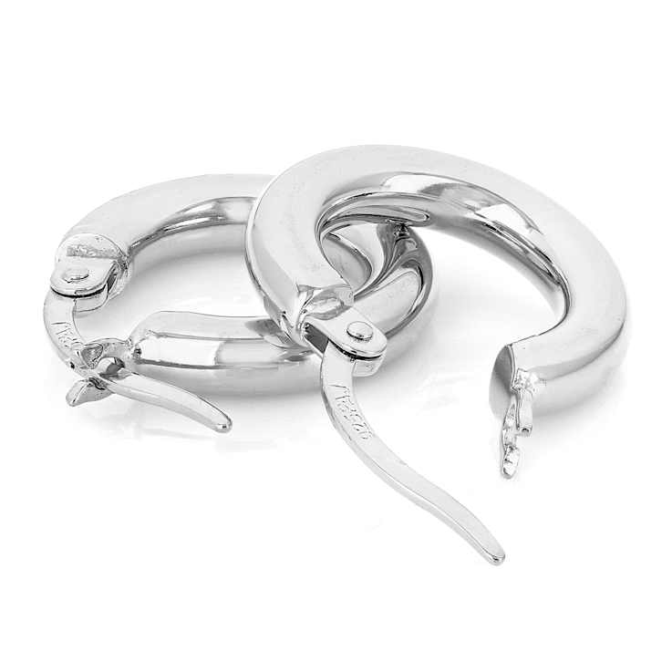 Polished Hoop Earrings In Sterling Silver 0.65 Inch