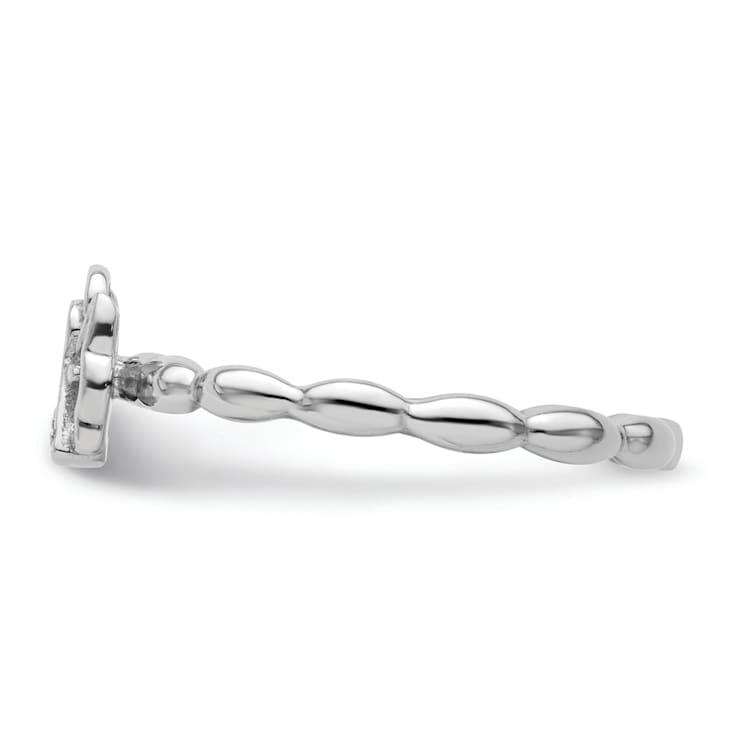 Sterling Silver Stackable Expressions Polished Diamond Angel with Halo
Ring 0.025ctw