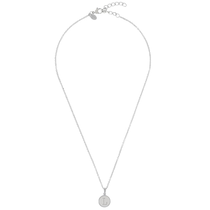 Initial L Charm Pendant Necklace In Silver-Tone