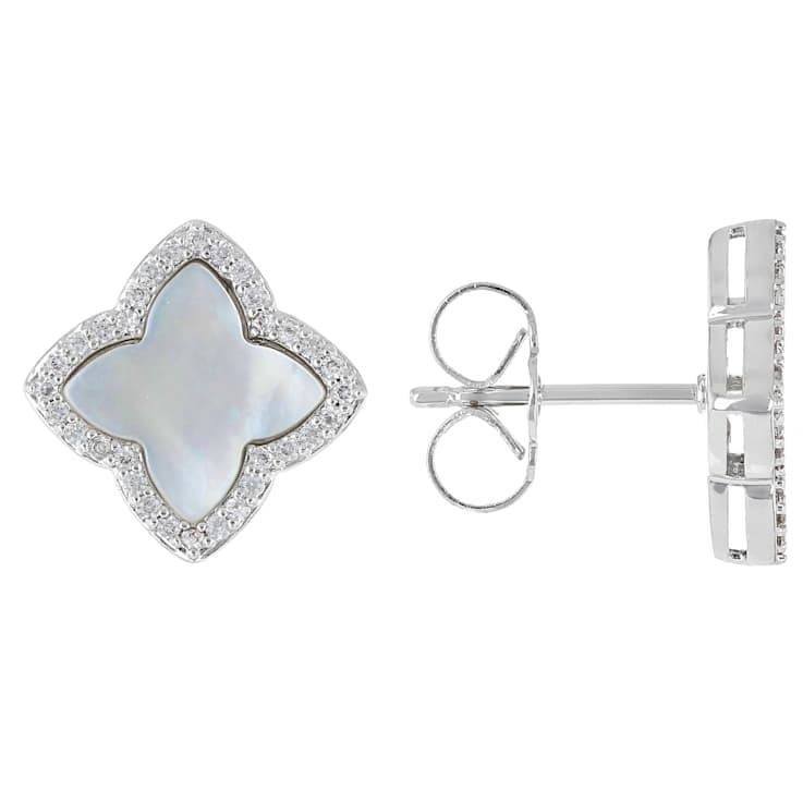 Clover Mother-Of-Pearl And Sapphire Earrings