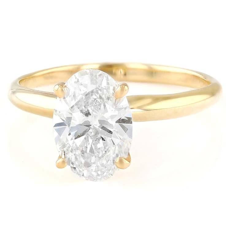 Lab-Grown Diamond Oval Solitaire Ring In 14K Gold 2.00ct