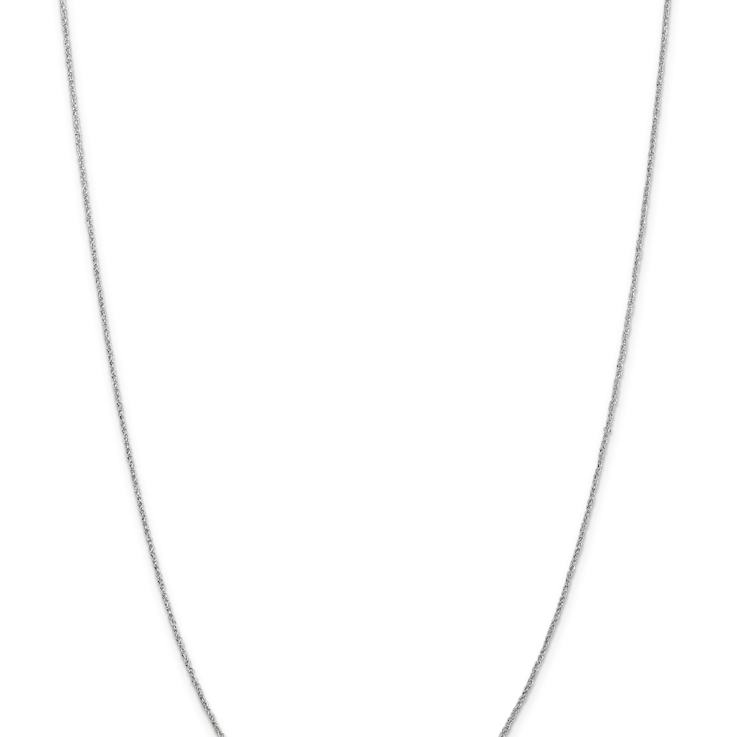 Rhodium Over 14k White Gold 1.1mm Solid Rope 22 Inch Chain