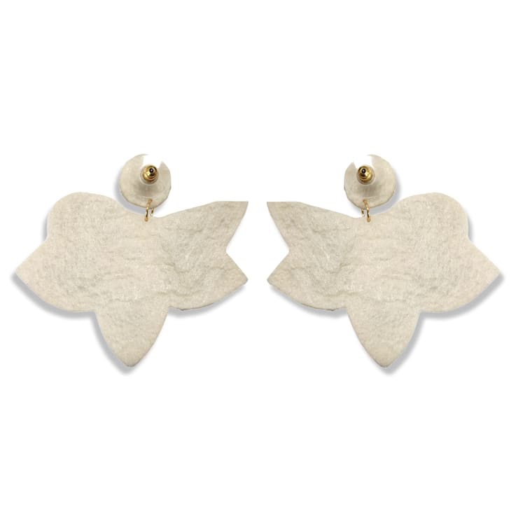 White Seed Beads With Clear Crystal Butterfly Earring