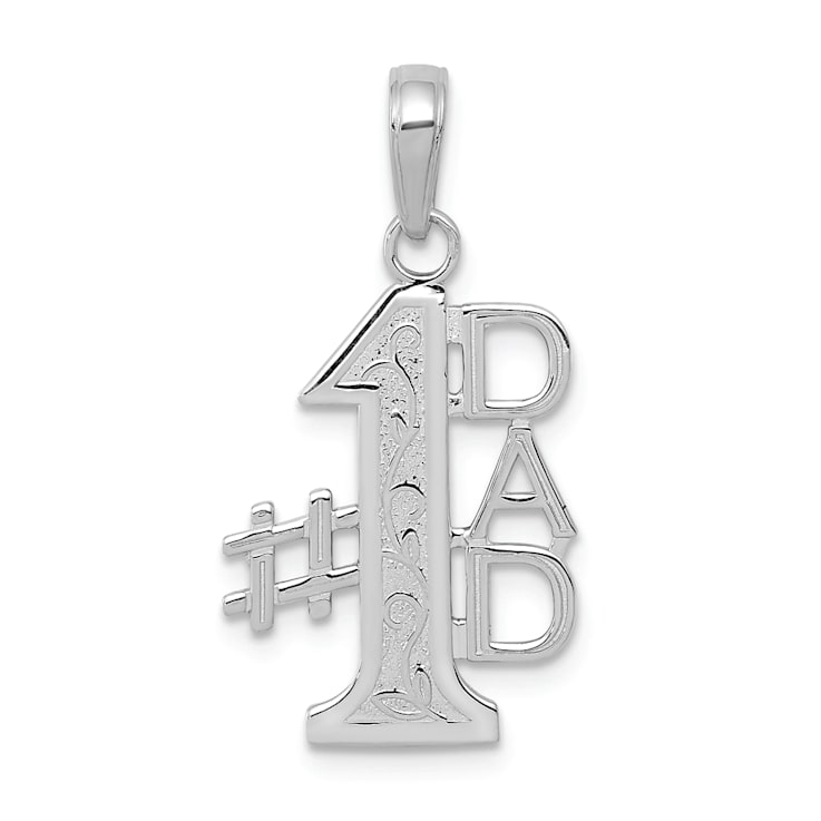Rhodium Over 14K White Gold Number 1 DAD Charm