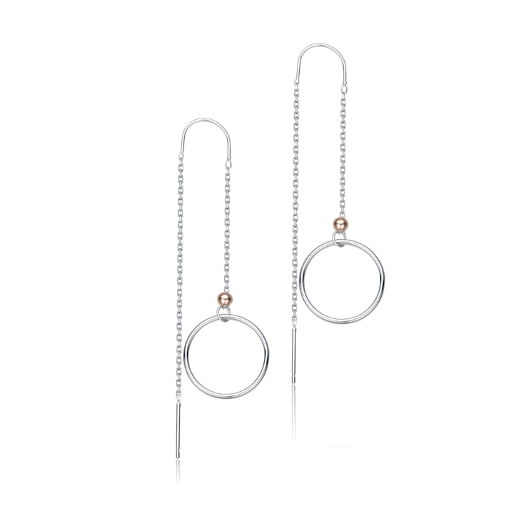 Two-Tone Dangle Earrings In Sterling Silver And 18K Rose Gold Over
Sterling Silver
