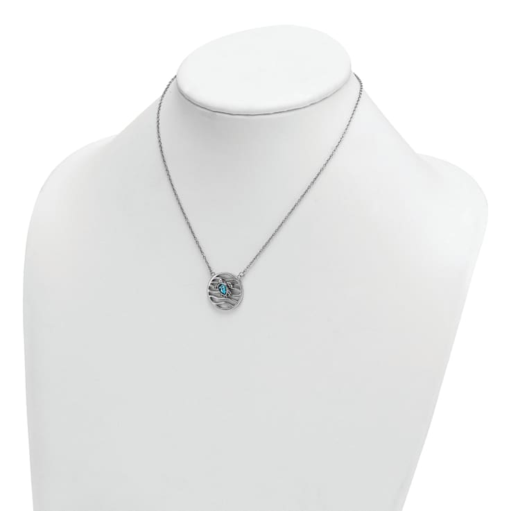 Rhodium Over Sterling Silver Crystal Sliding Turtle 15.5 Inch with 2
Inch Extension Necklace