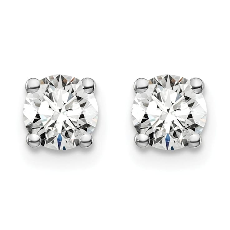 White Lab-Grown Diamond 14k White Gold G-H SI 4-Prong Stud Earrings 0.74ctw