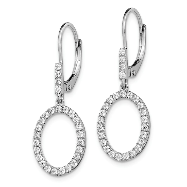 Rhodium Over 14K White Gold Lab Grown Diamond SI1/SI2, G H I, Oval
Leverback Earrings