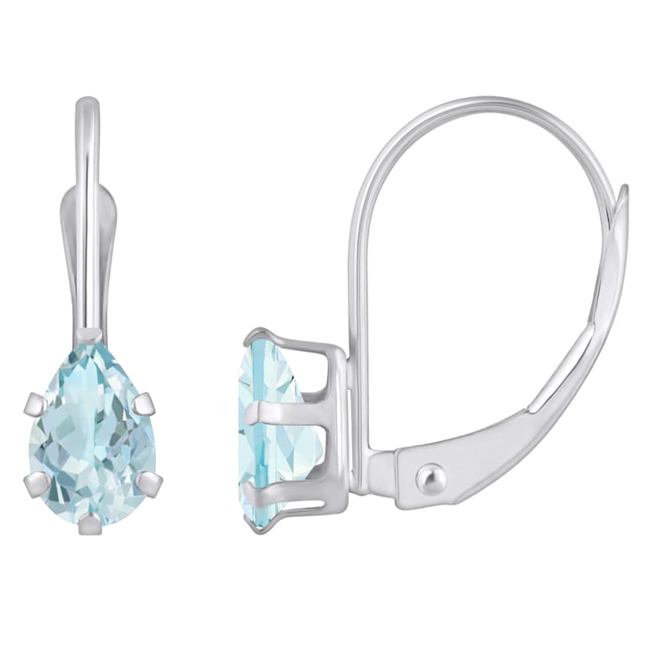 6x4mm Pear Shape Aquamarine Rhodium Over 10k White Gold Drop Earrings