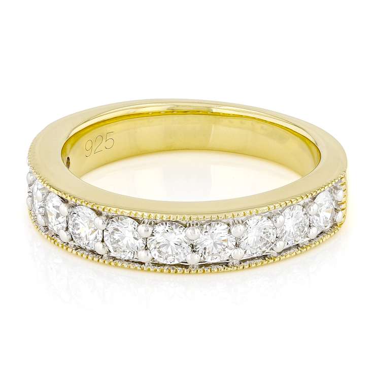 Lab-Grown Diamond Band Ring In 14K Yellow Gold Over Sterling Silver 1.00ctw