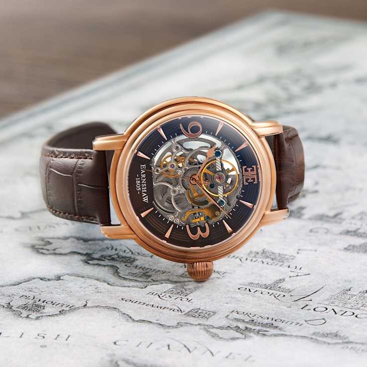 Thomas Earnshaw Longcase Automatic Brown Dial Brown Stainless Steel Band
Skeleton Watch