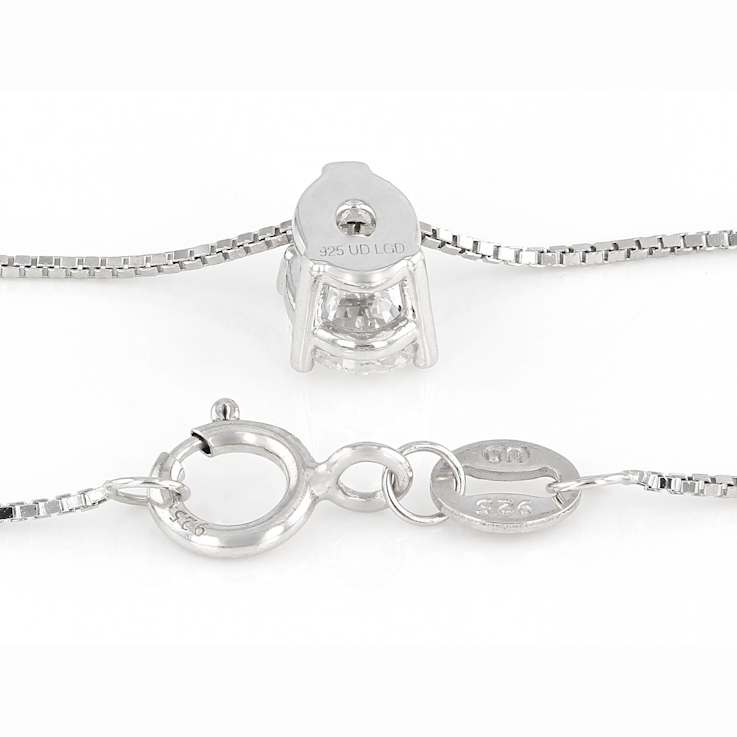 Lab-Grown Diamond Oval Slide Pendant In Sterling Silver 0.50ctw