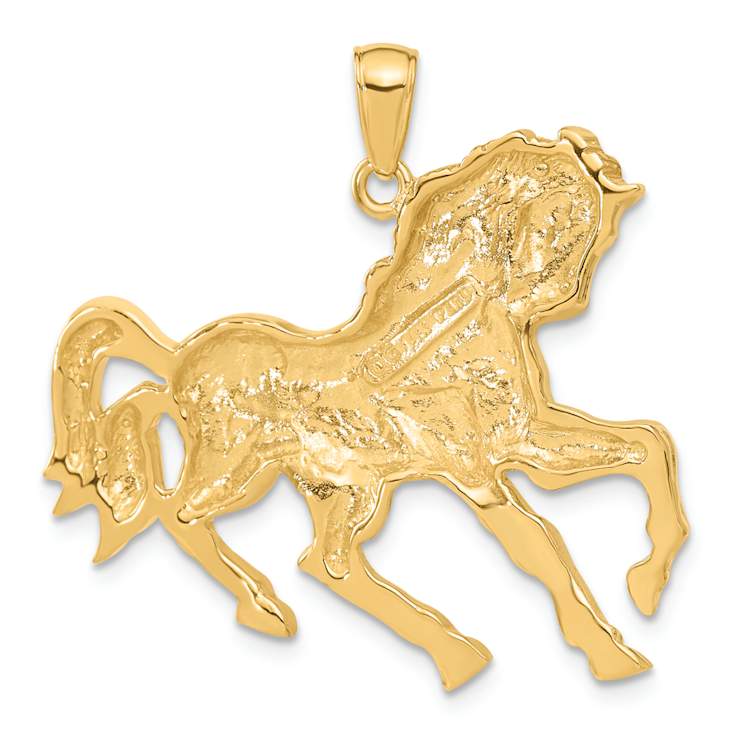 14k Yellow Gold Horse Galloping Pendant