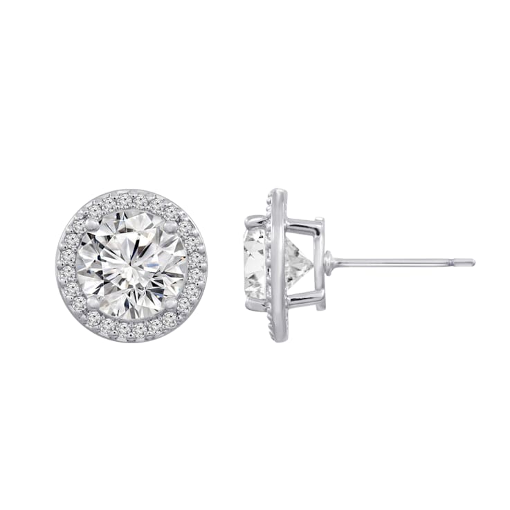 White Cubic Zirconia Platinum Over Sterling Silver Earrings 6.48ctw