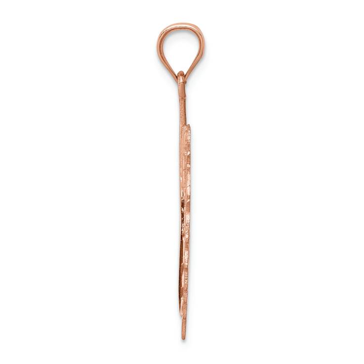 14k Rose Gold Polished Leaf Pendant
