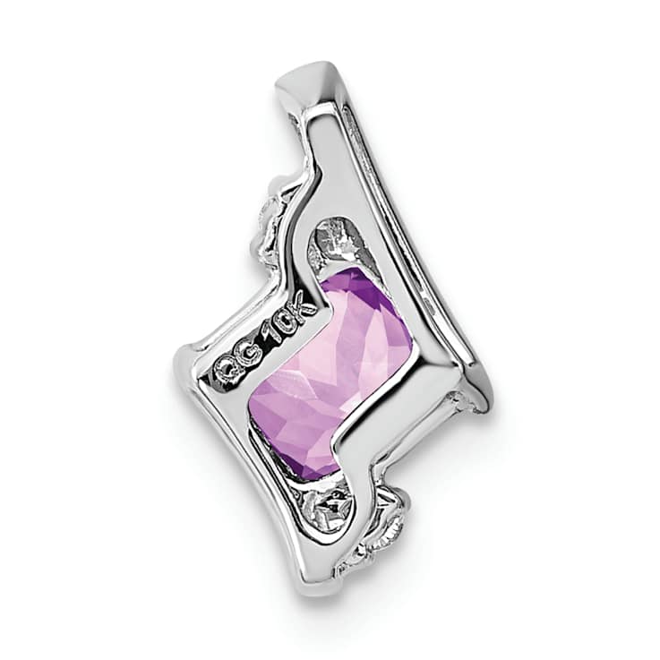 Rhodium Over 10k White Gold 0.4 ctw Cushion Amethyst and Diamond Chain
Slide Pendant