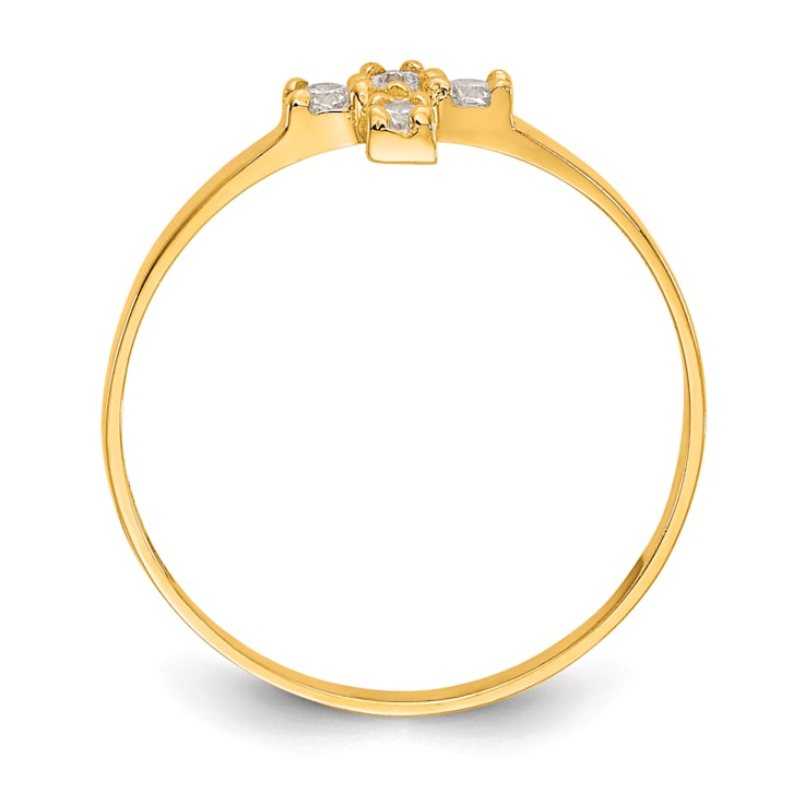 14K Yellow Gold Cubic Zirconia Cross Baby Ring - 167FMA