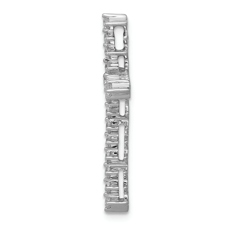Rhodium Over 14k White Gold Diamond Cross Chain Slide