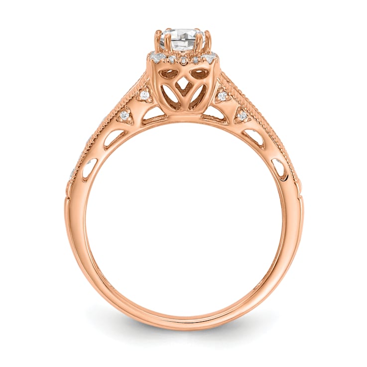 14K Rose Gold Lab Grown Diamond VS/SI GH, Fancy Halo Complete Engagement
Ring 0.894ctw
