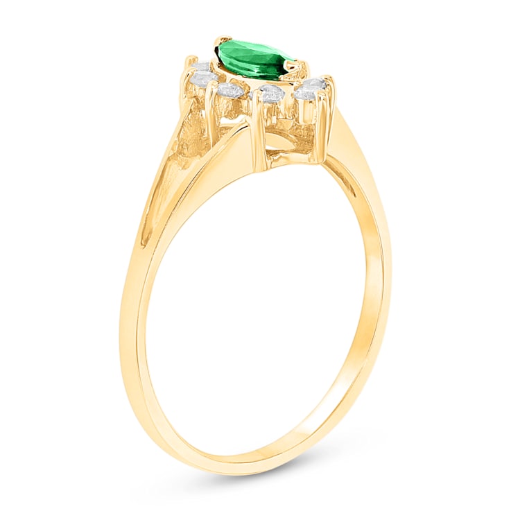 0.35ctw Emerald and Diamond Ring in 14k Yellow Gold