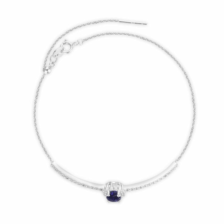 Sapphire and White Topaz Sterling Silver Bolo Bracelet