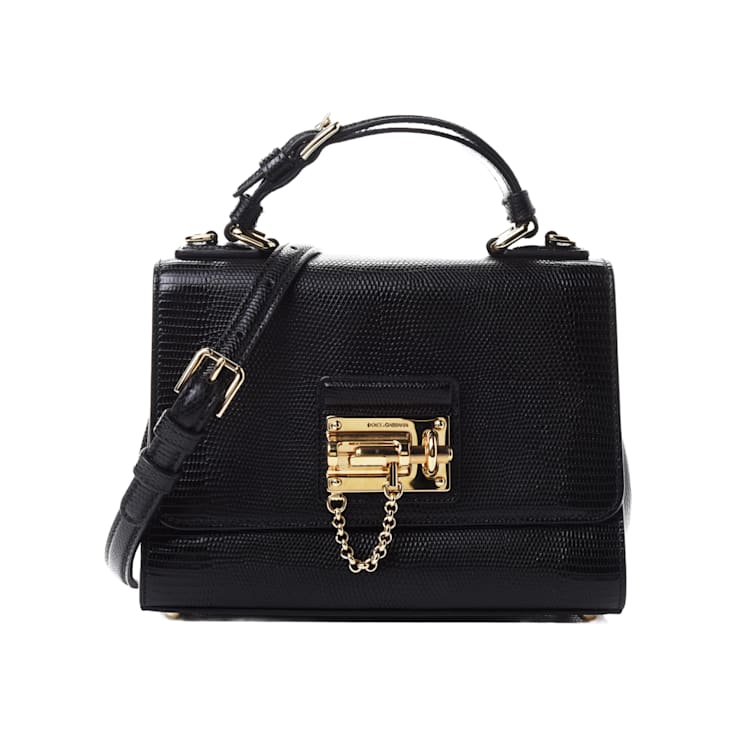 Dolce and Gabbana Monica Lizard Calfskin Top Handle Handbag