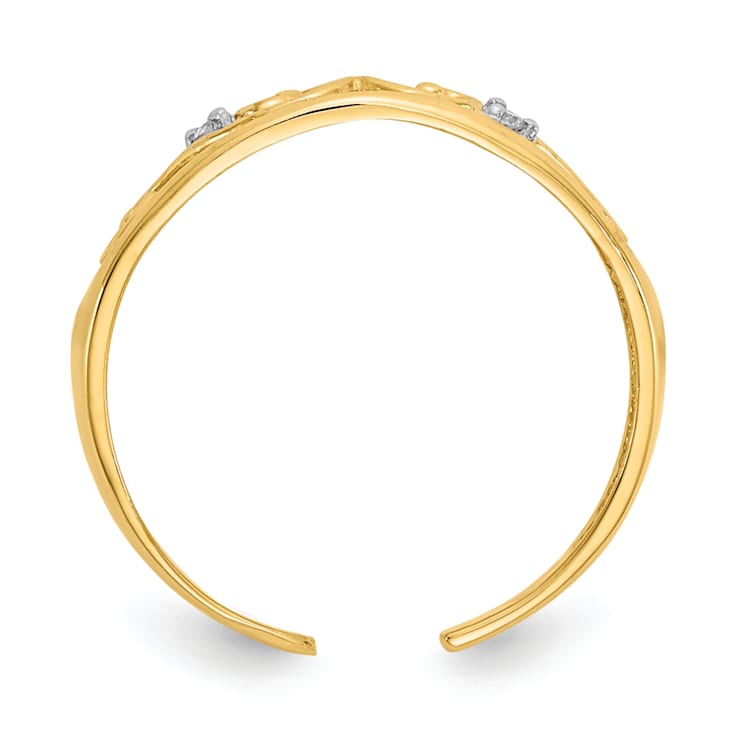 14K Yellow Gold .02ct Diamond Scroll Toe Ring