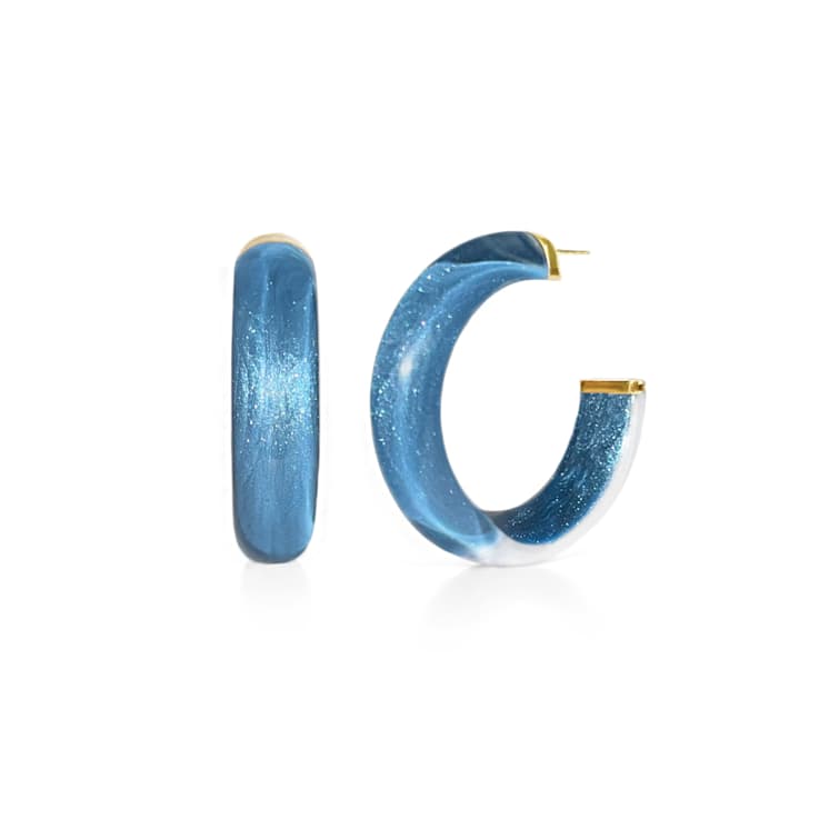 14K Yellow Gold Over Sterling Silver Illusion Acrylic Hoops in Santorini