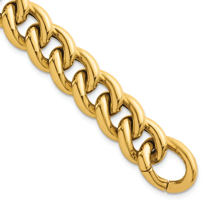 14K Yellow Gold 14.8mm Curb 8.5 Inch Bracelet
