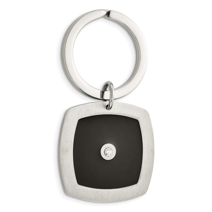 White Cubic Zirconia And Black Enamel Stainless Steel Boxed Set
