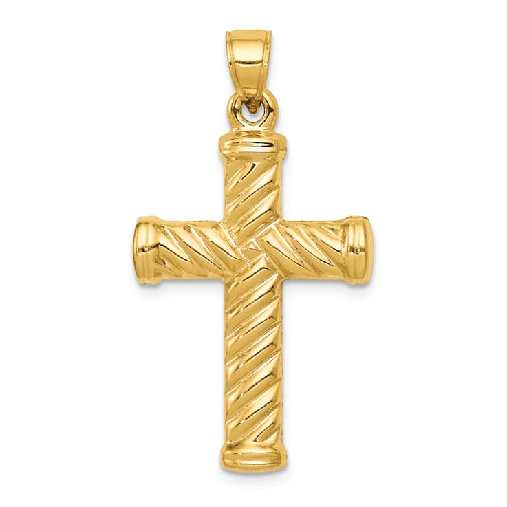 14K Yellow Gold Reversible Diamond-cut Cross Pendant