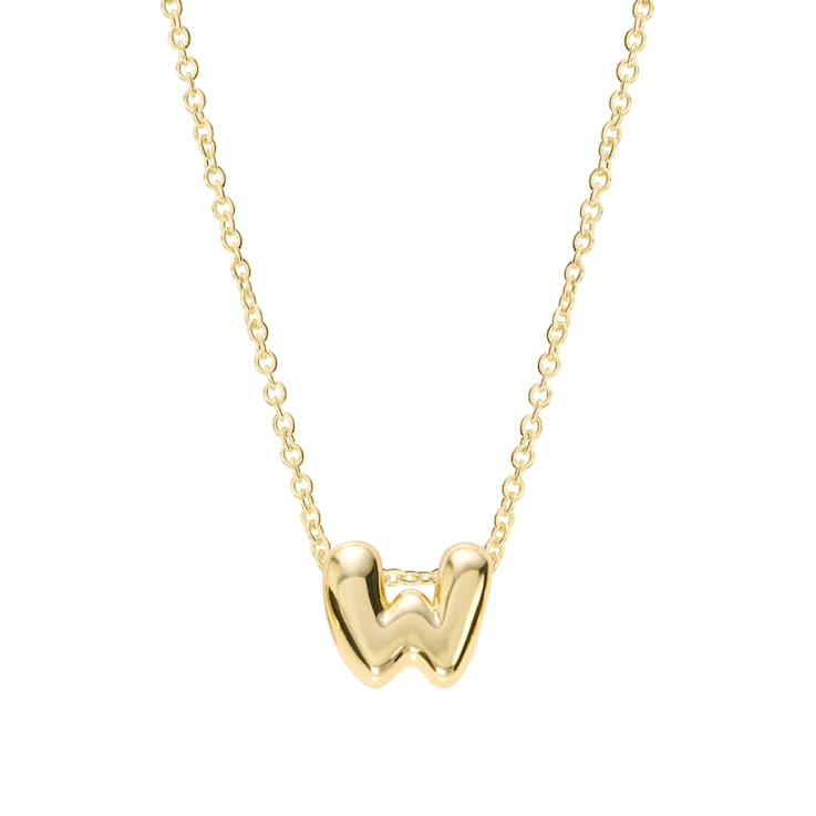 CZ Initial W Tennis Necklace And Pendant Set In 14K Gold Over Brass 4.05ctw