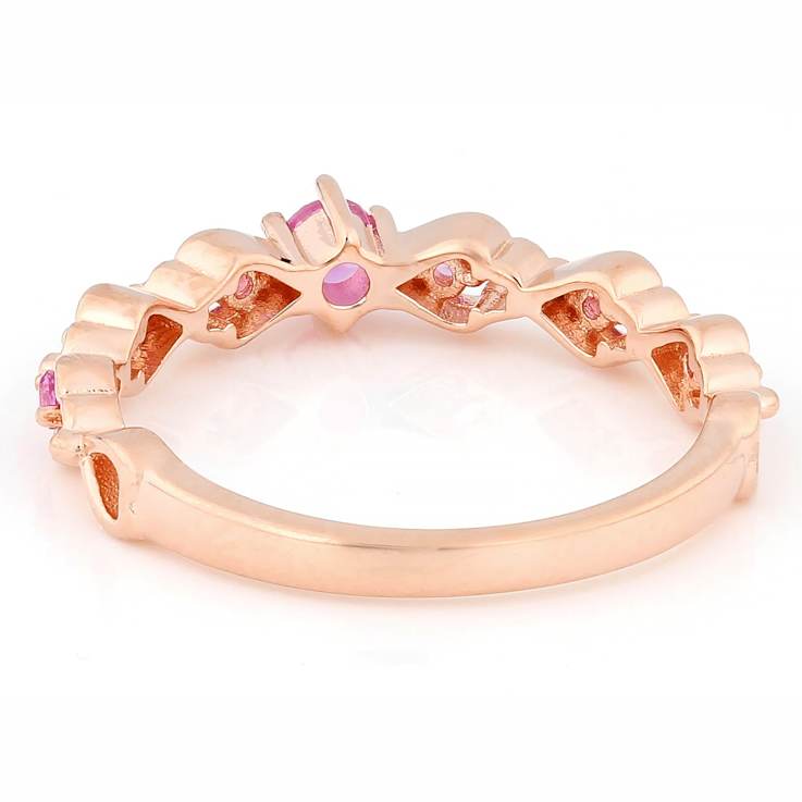 Lab-Created Pink Sapphire Band Ring In 18K Rose Gold Over Sterling
Silver 0.19ctw