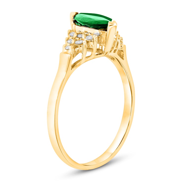 0.69ctw Emerald and Diamond Ring in 14k Yellow Gold