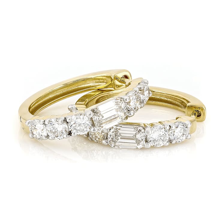 Lab-Grown Diamond Round And Emerald-Cut Ring 2.75ctw In 14K Gold Over
Sterling Silver