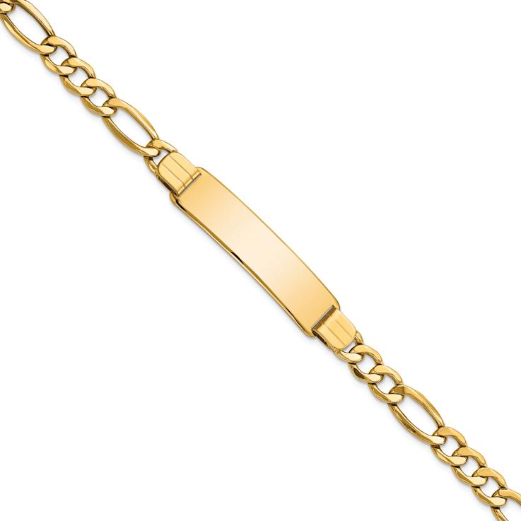 10k Yellow Gold Figaro Link ID Bracelet